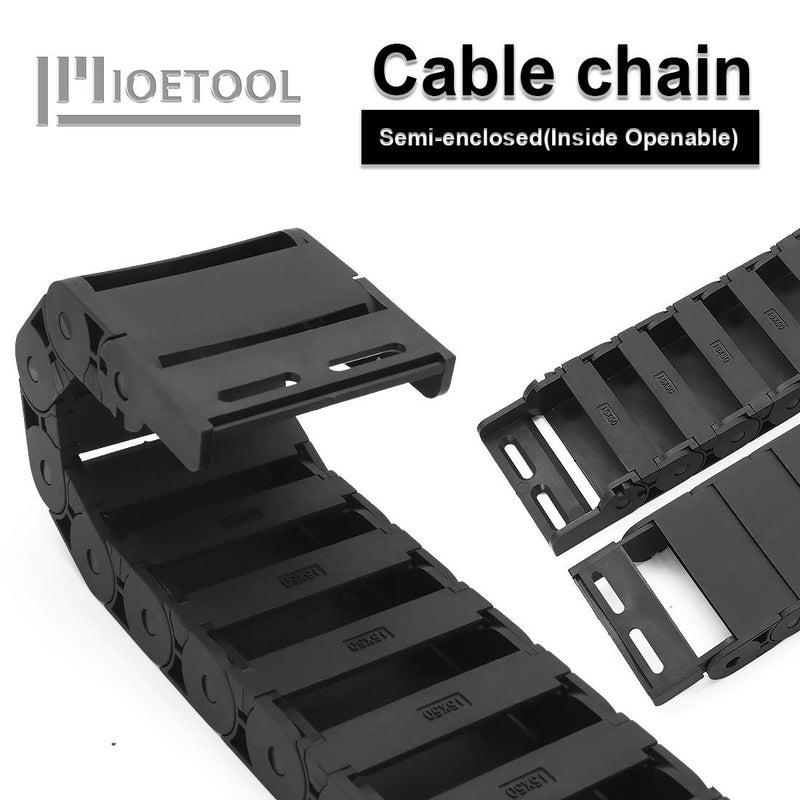 LMioEtool R28/38 15mm x 50mm(Inner H x Inner W) Black Plastic Cable Wire Carrier Drag Chain 1M Length for CNC, with End Connectors - Semi Enclosed Type (Inner Side openable) - Image 4